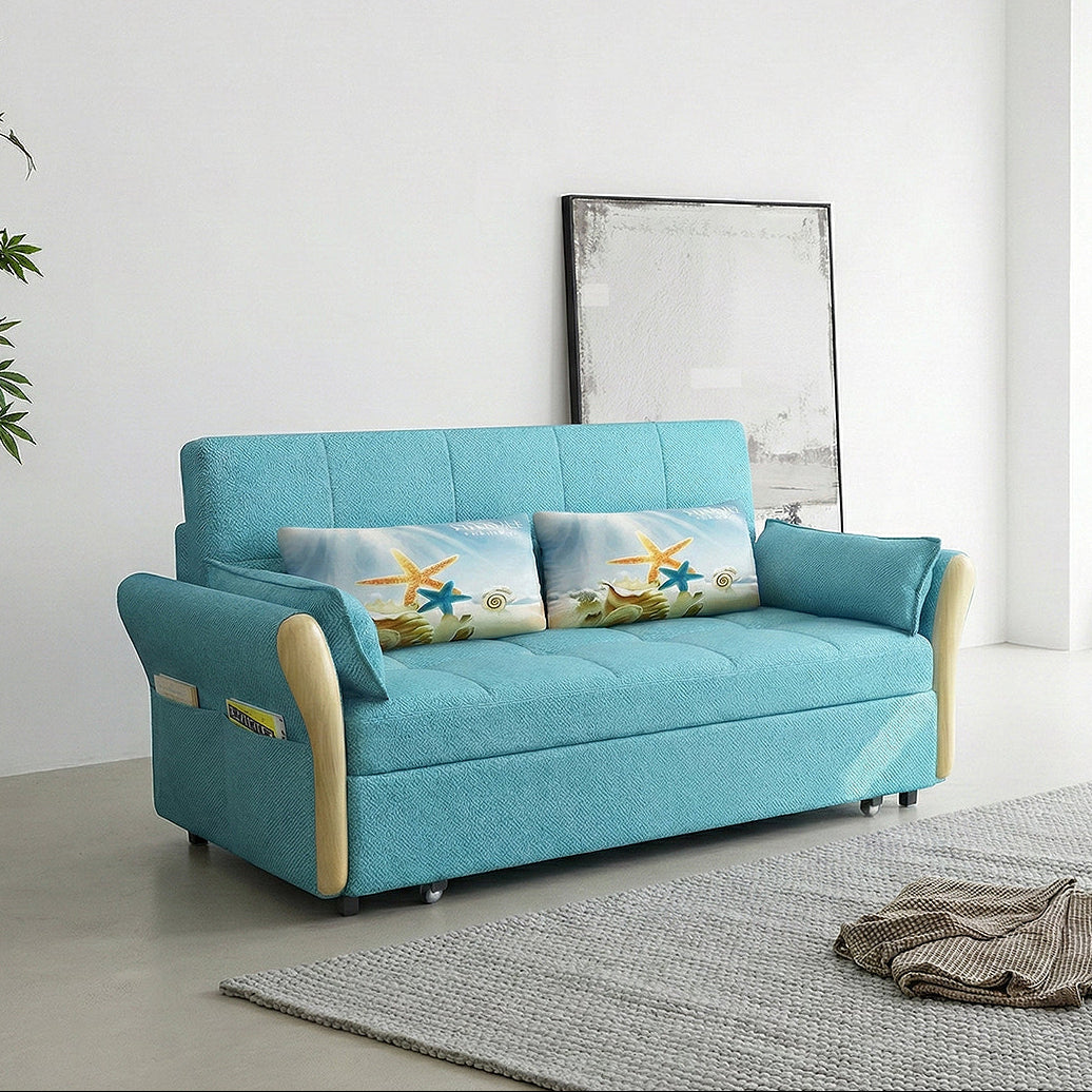SB152 Two Seater Sofa Bed, Blue