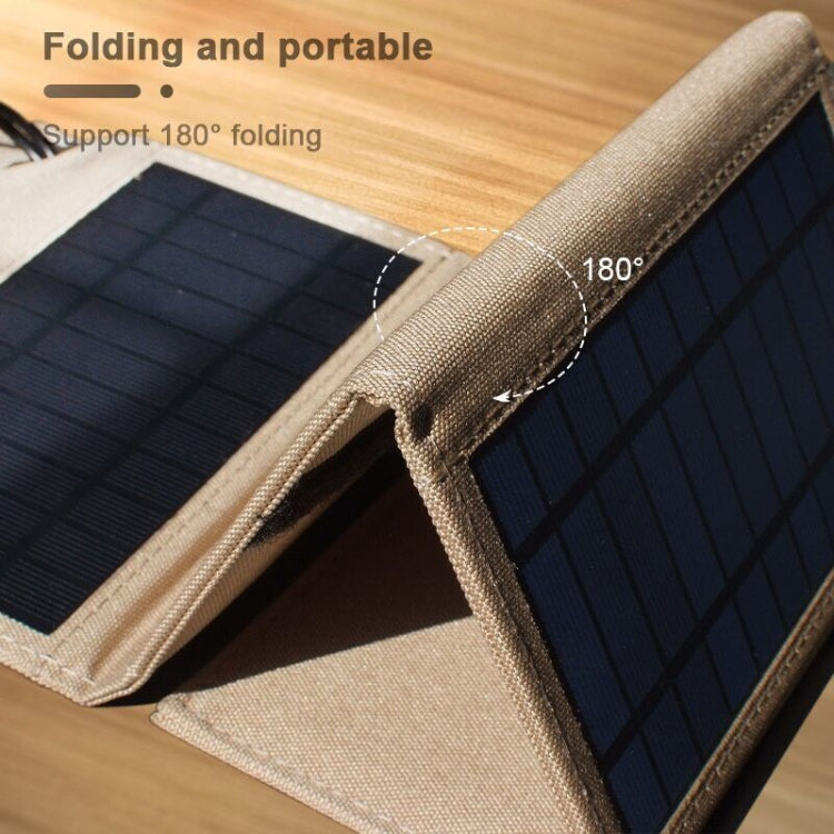10W Monocrystalline Silicon Foldable Solar Panel Outdoor Charger with 5V Dual USB Ports (Black)