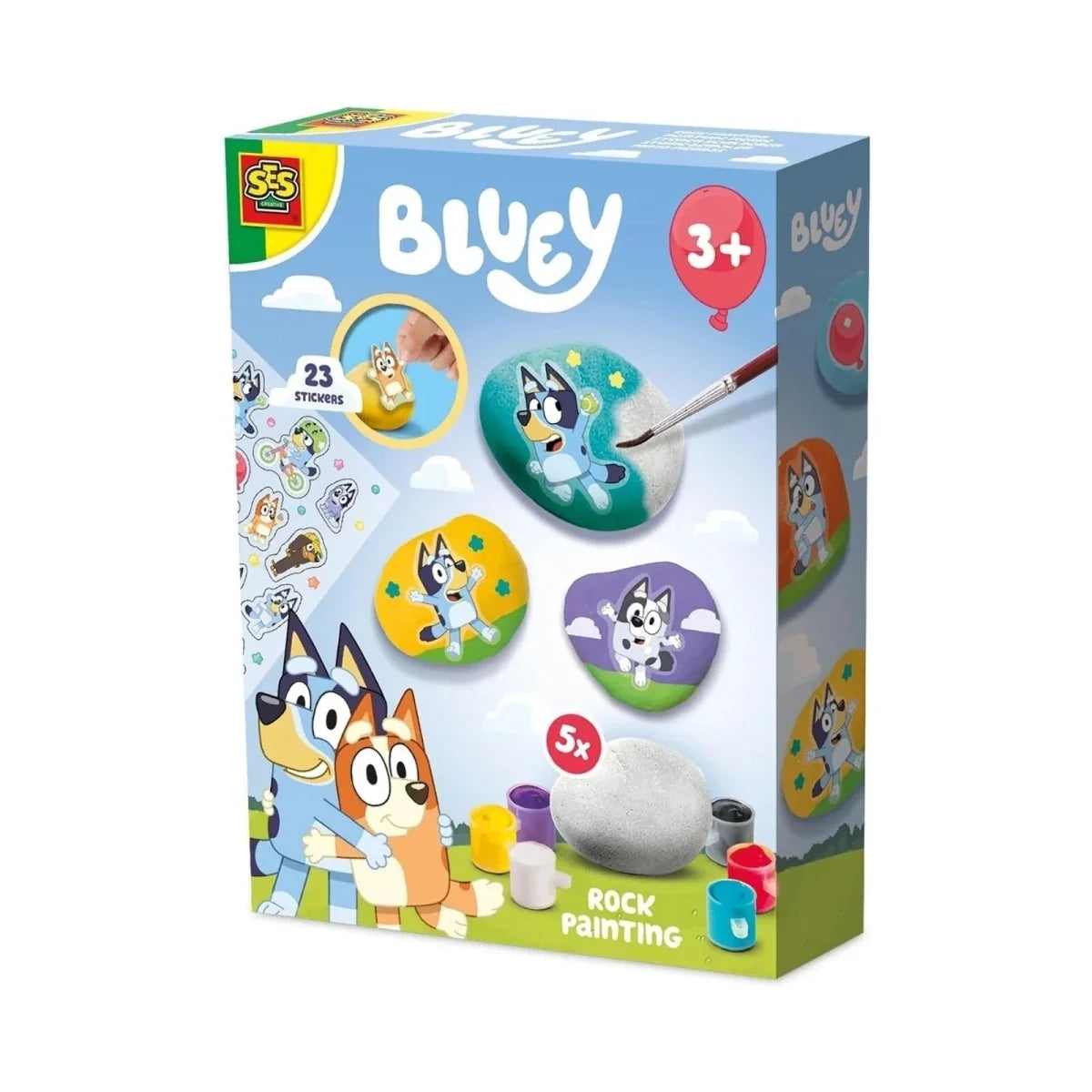 SES Creative Bluey Rock Painting Set - 5 Stones Paints & Stickers