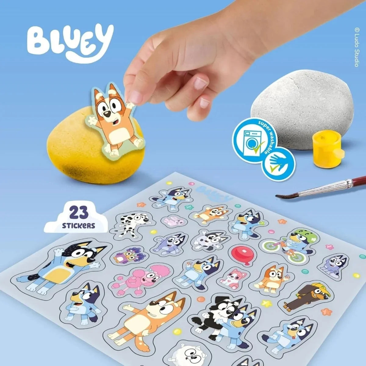 SES Creative Bluey Rock Painting Set - 5 Stones Paints & Stickers