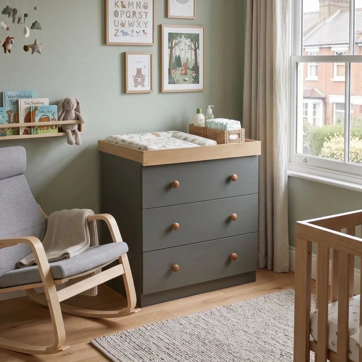 Shefa Kids 888 Changing Dresser - Graphite/Cremona Oak