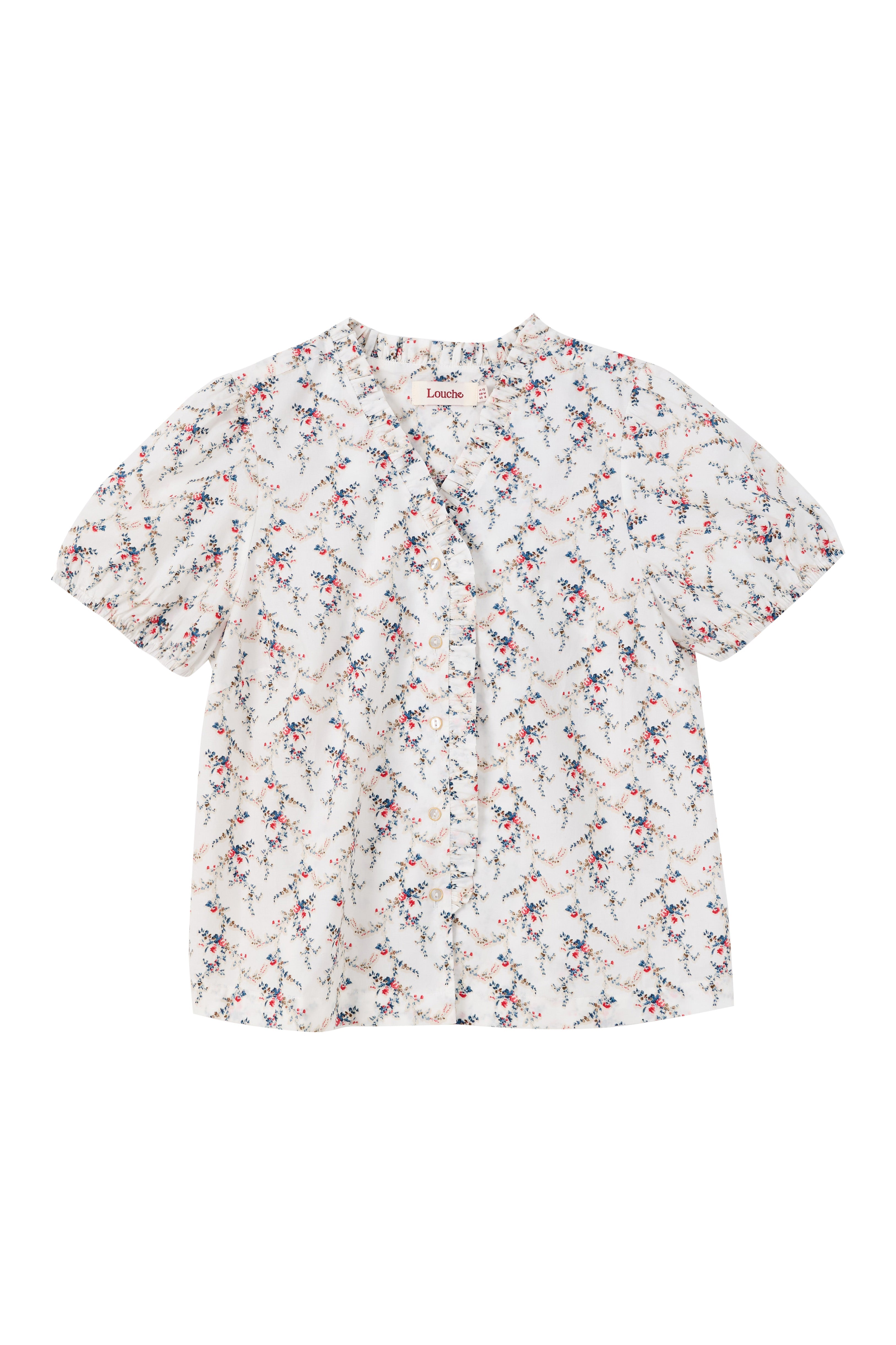 Cressida Regency Print Frill Trim V-Neck Blouse