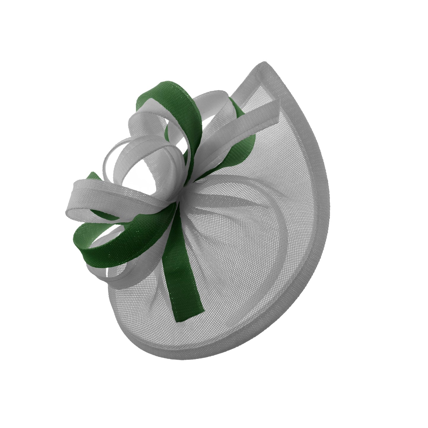 Caprilite Vegan MoonMix Hoop Fascinator Hat on Headband Wedding Ascot Races Bespoke Sinamay Disc - Silver Green