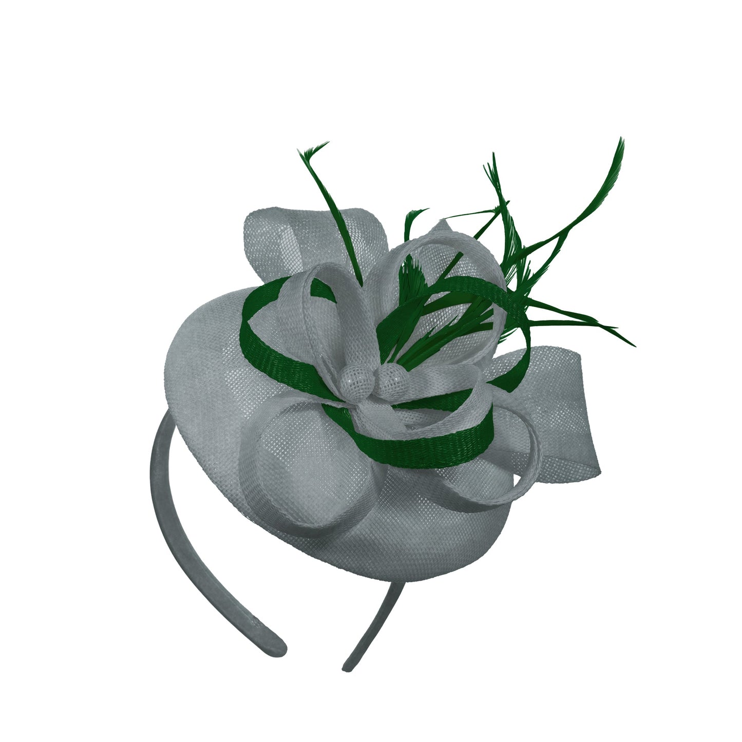 Silver Green Mix Round Pillbox Bow Sinamay Headband Fascinator Weddings Ascot Hatinator Races
