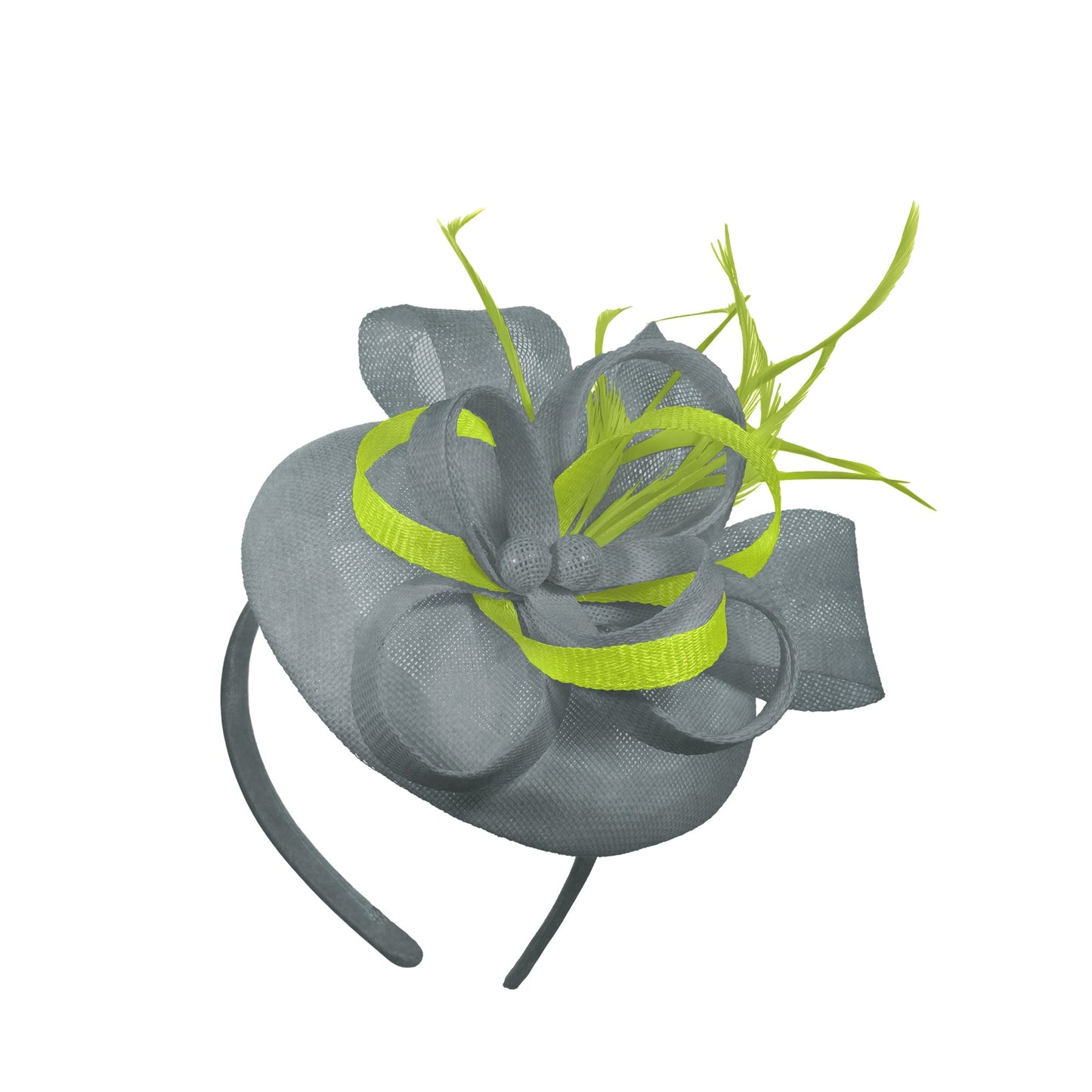 Silver Lime Mix Round Pillbox Bow Sinamay Headband Fascinator Weddings Ascot Hatinator Races