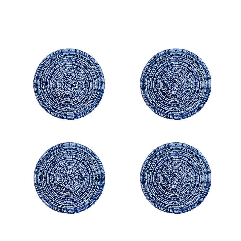 Round Braided Woven Placemats, Set of 4 Pieces