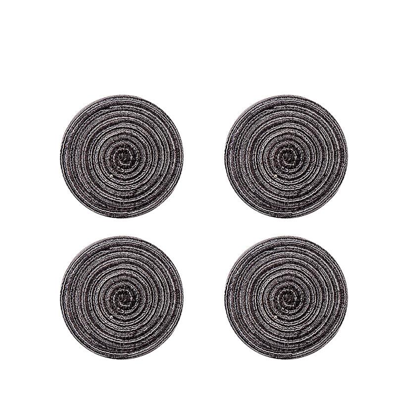 Round Braided Woven Placemats, Set of 4 Pieces