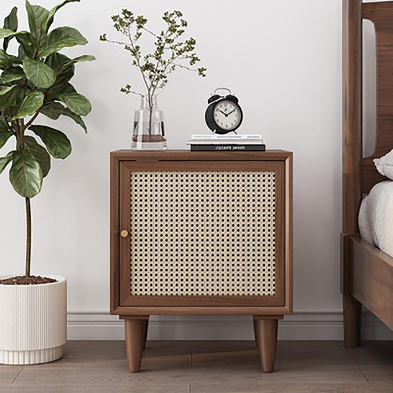 Tableau Rattan Bedside Table, Solid Wood