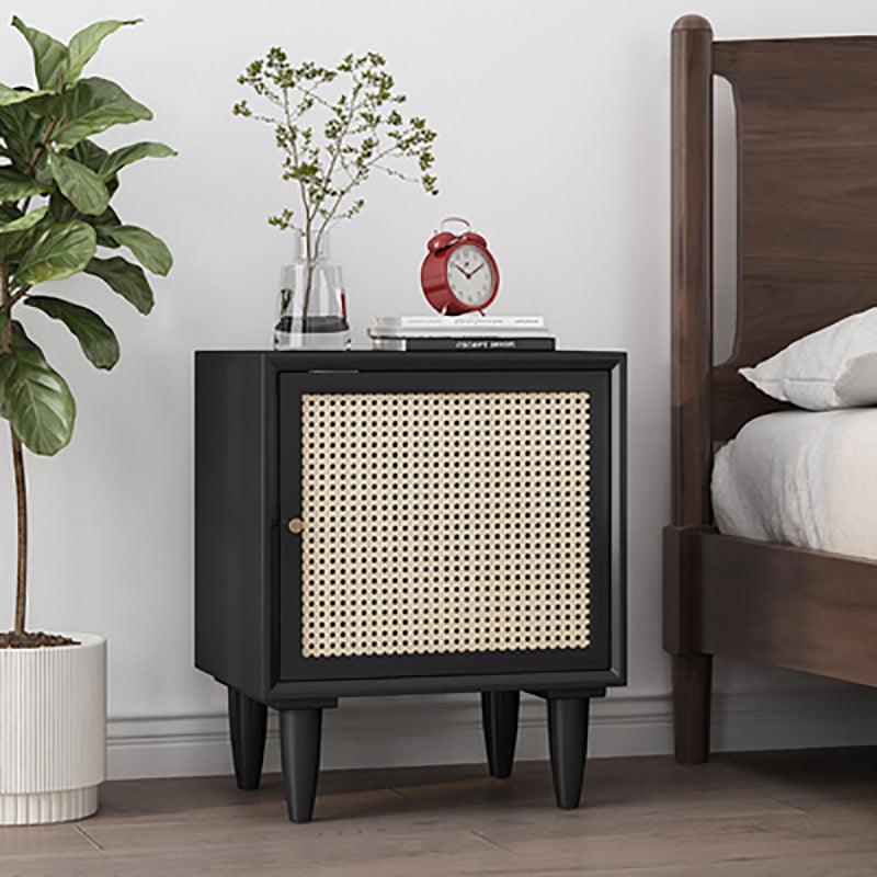 Tableau Rattan Bedside Table, Solid Wood