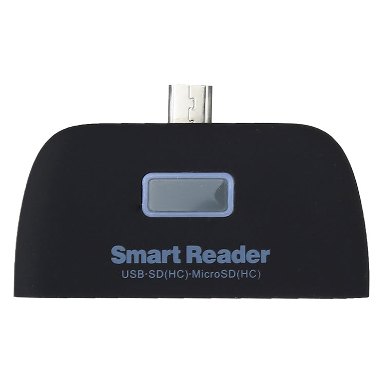 Micro SD + SD + USB 2.0 + Micro USB Port to Micro USB OTG Smart Card Reader Connection Kit with LED Indicator Light