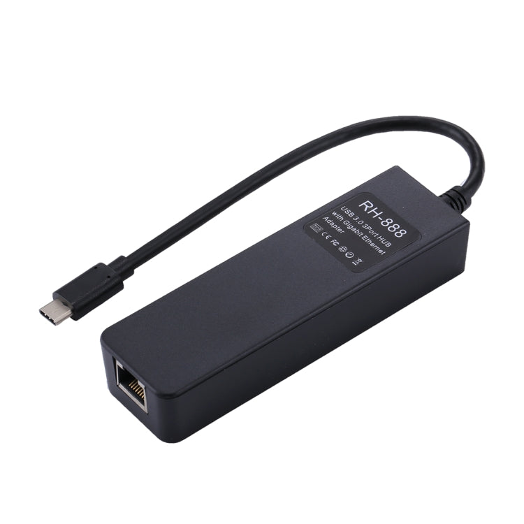 USB-C / Type-C to 3 USB 3.0 Ports HUB  RJ45 High Speed Gigabit Ethernet Adapter Multi-function LAN Adapter