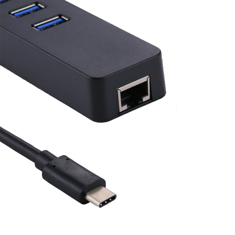 USB-C / Type-C to 3 USB 3.0 Ports HUB  RJ45 High Speed Gigabit Ethernet Adapter Multi-function LAN Adapter