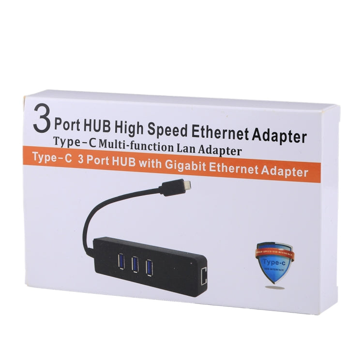 USB-C / Type-C to 3 USB 3.0 Ports HUB  RJ45 High Speed Gigabit Ethernet Adapter Multi-function LAN Adapter