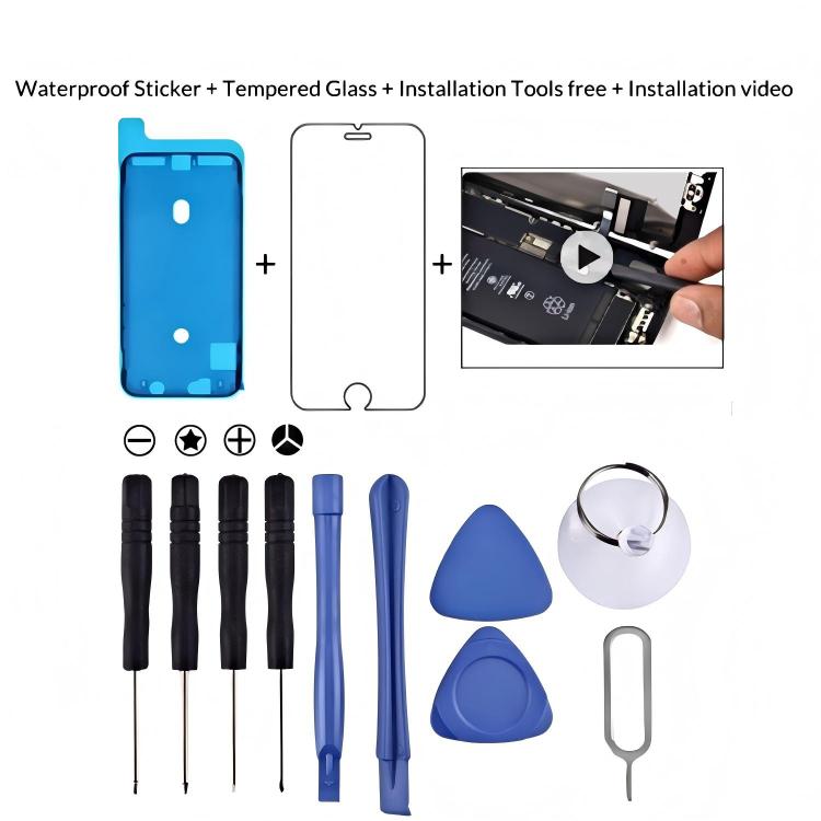 12 in 1 Repair Kits & Sticker (4 x Screwdriver + 2 x Teardown Rods + 2 x Triangle on Thick Slices + 1 x Eject Pin + 1 x Chuck + 1 x Waterproof Sticker + 1 x Tempered Glass), 12 in 1 Repair Kits & Sticker