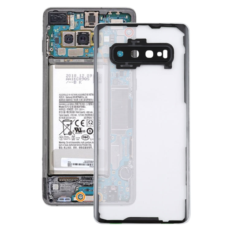 For Samsung Galaxy S10+ SM-G9750 G975F Transparent Battery Back Cover with Camera Lens Frame, For Galaxy S10+