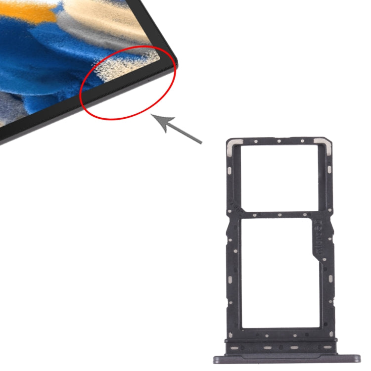 For Samsung Galaxy Tab A8 10.5 2021 SM-X200/X205 SIM Card Tray + SIM Card Tray / Micro SD Card Tray (Black)