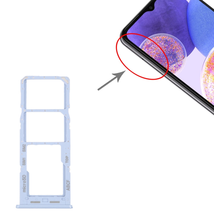 For Samsung Galaxy A23 5G SM-A236B Original SIM Card Tray + SIM Card Tray + Micro SD card tray (Blue)