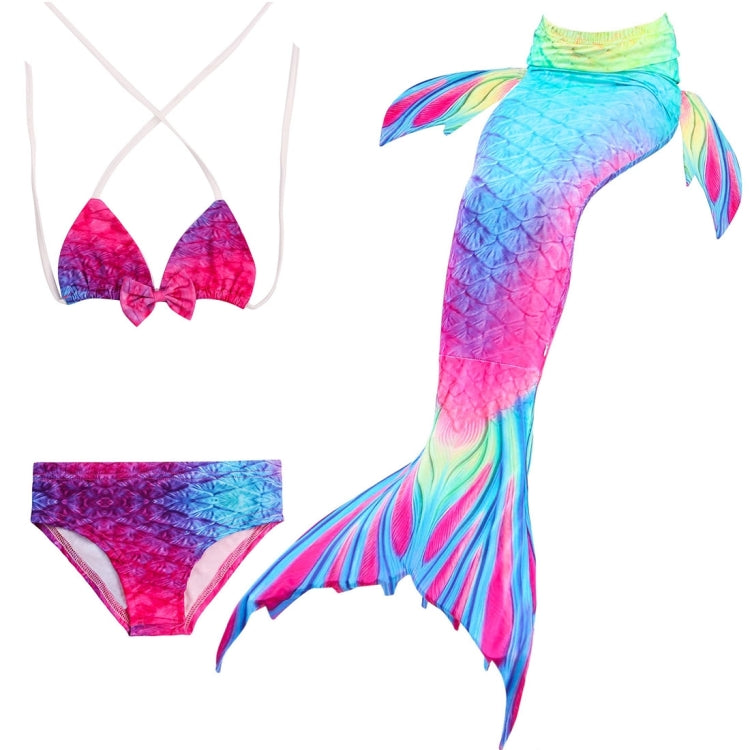 3 PCS / Sets Children Swimming Mermaid Tails Bikini Cosplay Mermaid Swimwear, Size: 110(Magenta+Blue)