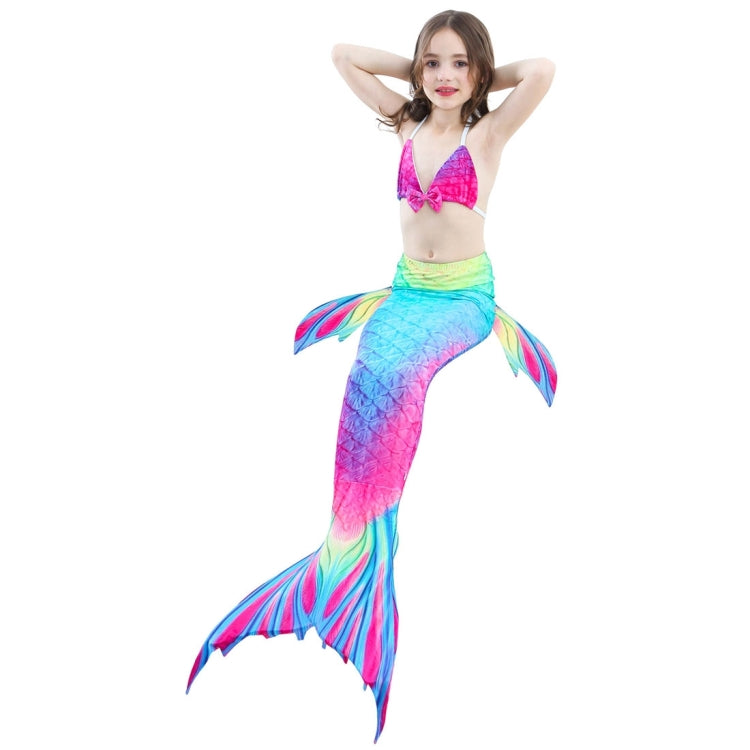3 PCS / Sets Children Swimming Mermaid Tails Bikini Cosplay Mermaid Swimwear, Size: 110(Magenta+Blue)