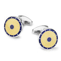 Domed Guilloche Sterling Silver Cufflinks In Yellow