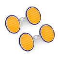 Oval Cloisonne Sterling Silver Chain Cufflinks In Yellow