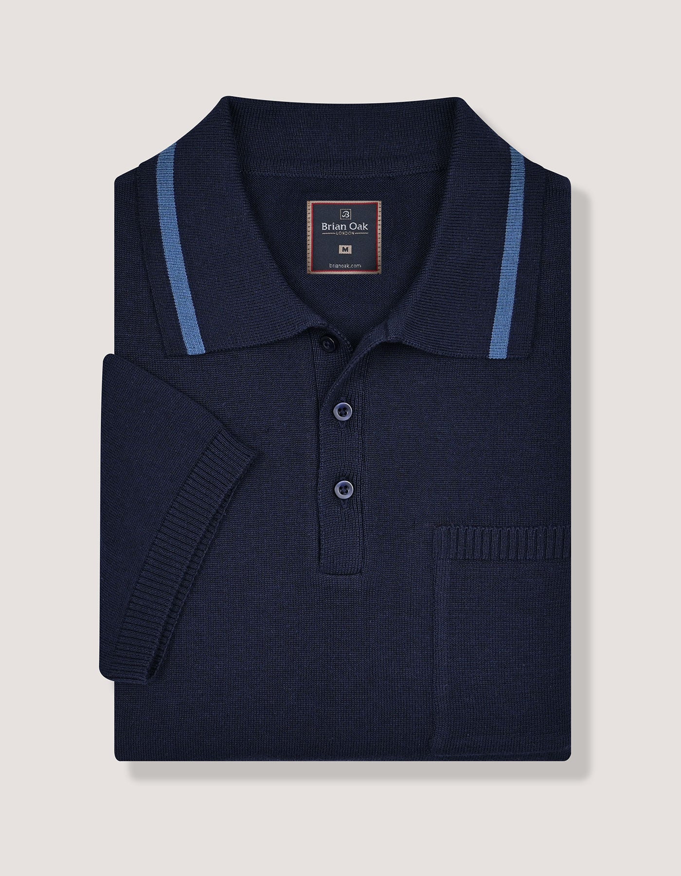 Navy Plain Fine Knit Polo