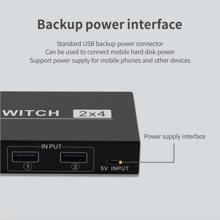 2x4 USB Switch 2 Port PCs Sharing 4 Devices for Printer Keyboard Mouse Monitor, 2x4 USB Switc