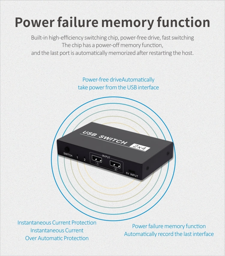 2x4 USB Switch 2 Port PCs Sharing 4 Devices for Printer Keyboard Mouse Monitor, 2x4 USB Switc