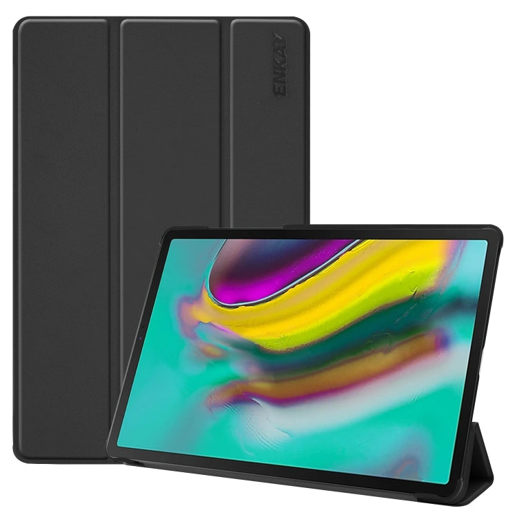 ENKAY High Quality PU Leather + Plastic Bottom Smart Case with Three-folding Holder for Samsung Galaxy Tab S5e 10.5 T720 / T725, For Galaxy Tab S5e