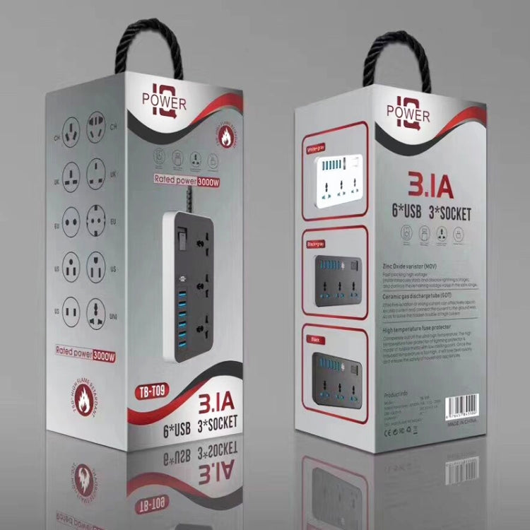 T09 3000W High Power Multi-Function Plug-in 3-Hole International Universal Jack + 6 USB Intelligent Charging US PLUG
