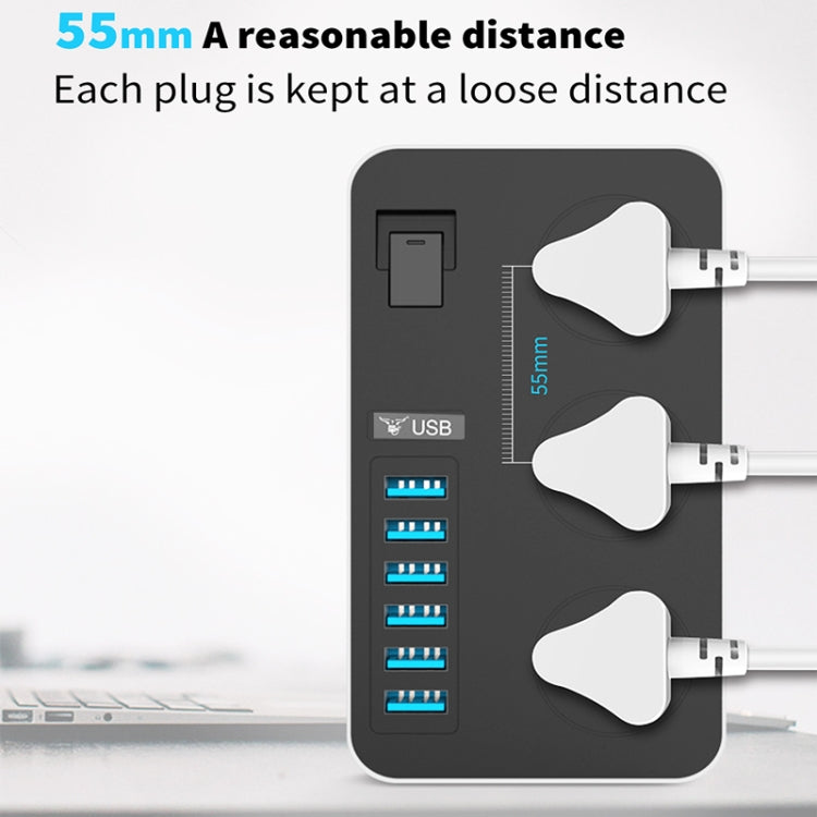 T09 3000W High Power Multi-Function Plug-in 3-Hole International Universal Jack + 6 USB Intelligent Charging US PLUG