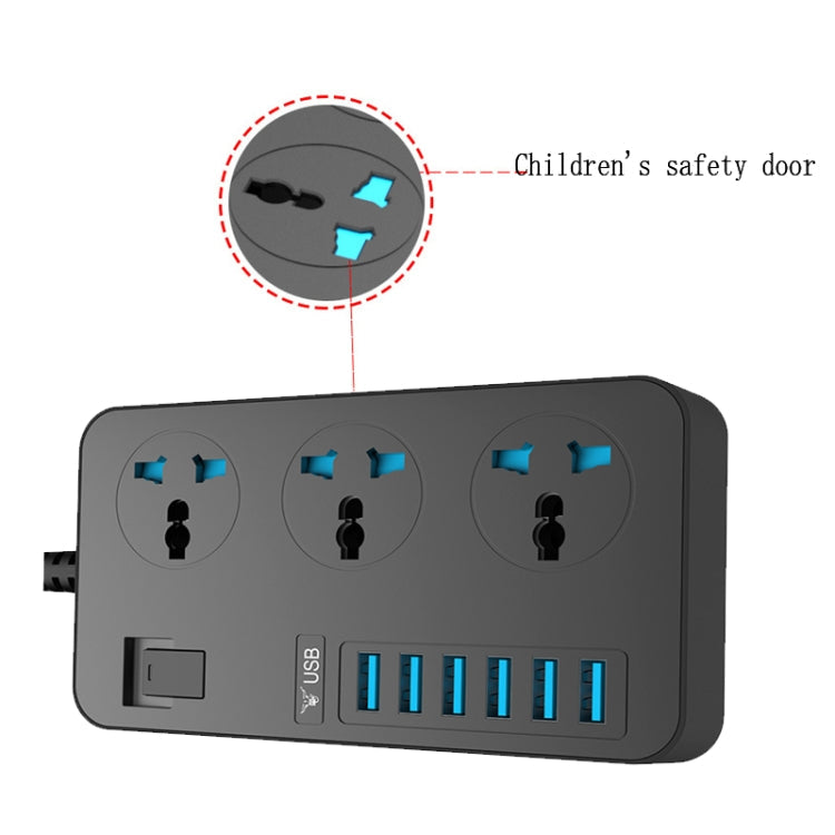 T09 3000W High Power Multi-Function Plug-in 3-Hole International Universal Jack + 6 USB Intelligent Charging US PLUG
