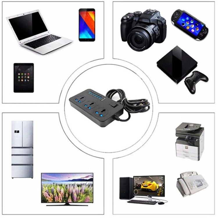 T09 3000W High Power Multi-Function Plug-in 3-Hole International Universal Jack + 6 USB Intelligent Charging US PLUG