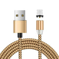 USB to 8 Pin Magnetic Metal Connector Nylon Two-color Braided Magnetic Data Cable, Cable Length: 1m(Gold)