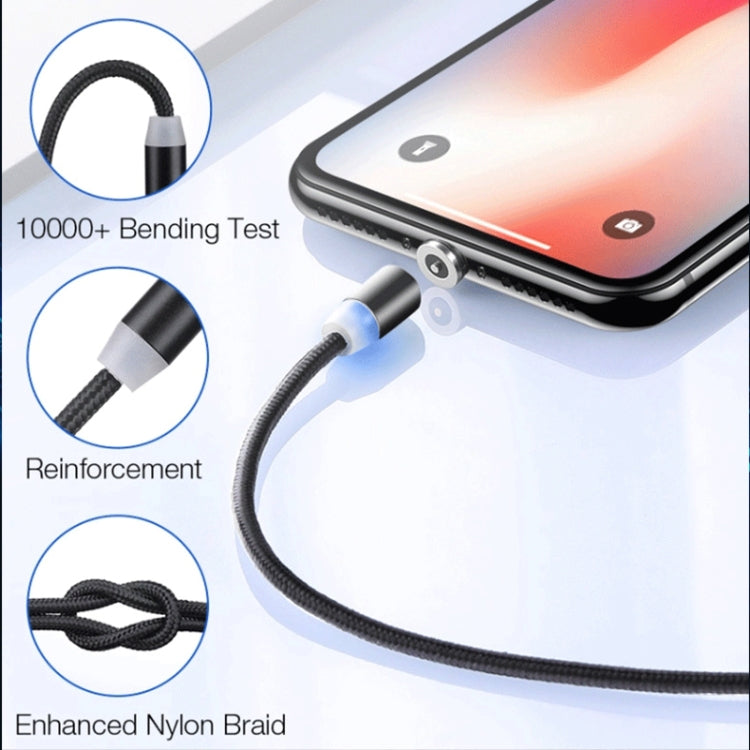 USB to 8 Pin Magnetic Metal Connector Nylon Two-color Braided Magnetic Data Cable, Cable Length: 1m(Gold)