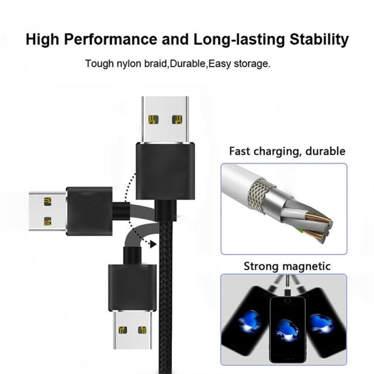USB to 8 Pin Magnetic Metal Connector Nylon Two-color Braided Magnetic Data Cable, Cable Length: 1m(Gold)