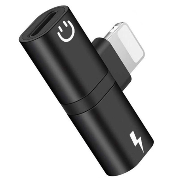 Zs-18182 2 in 1 8 Pin Male to 8 Pin Charging + 8 Pin Audio Female Connector Earphone Adapter, Supports Call & Volume Control(Black)