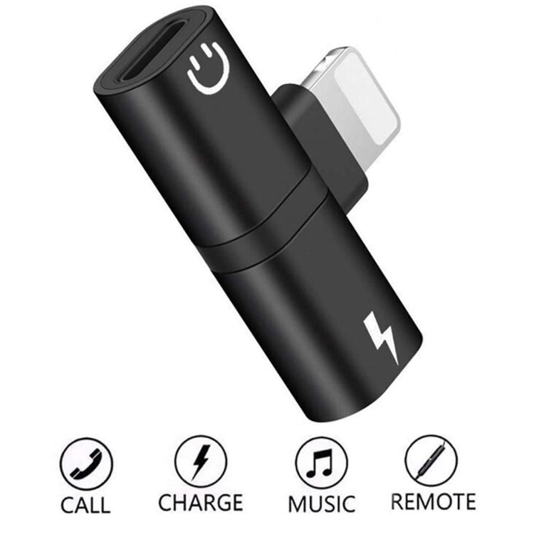 Zs-18182 2 in 1 8 Pin Male to 8 Pin Charging + 8 Pin Audio Female Connector Earphone Adapter, Supports Call & Volume Control(Black)