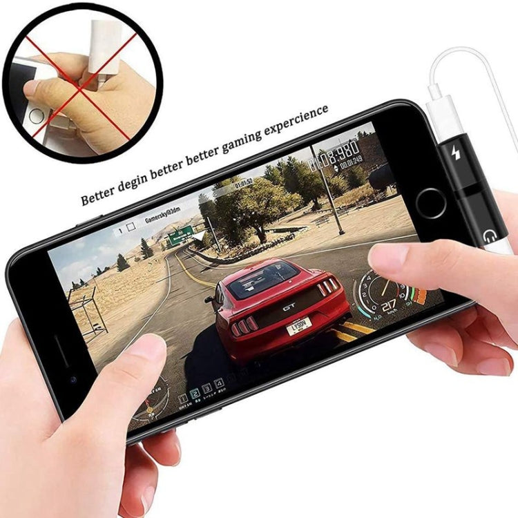 Zs-18182 2 in 1 8 Pin Male to 8 Pin Charging + 8 Pin Audio Female Connector Earphone Adapter, Supports Call & Volume Control(Black)