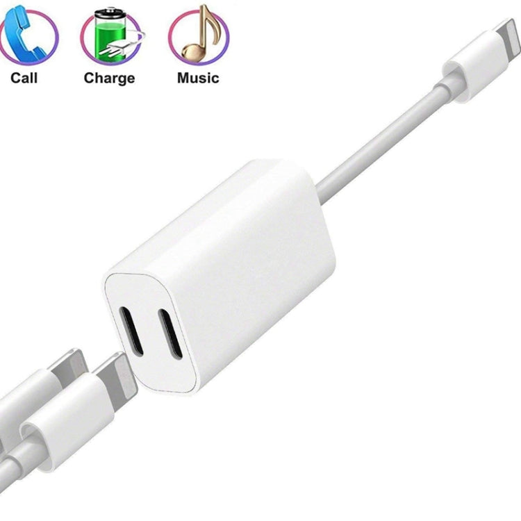 ZS-S1801 2 in 1 8 Pin Male to 8 Pin Charging + 8 Pin Audio Female Connector Earphone Adapter, Support Calls, Compatible with All IOS System
