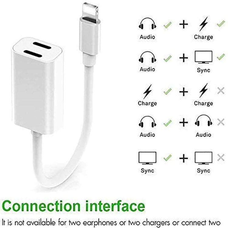 ZS-S1801 2 in 1 8 Pin Male to 8 Pin Charging + 8 Pin Audio Female Connector Earphone Adapter, Support Calls, Compatible with All IOS System