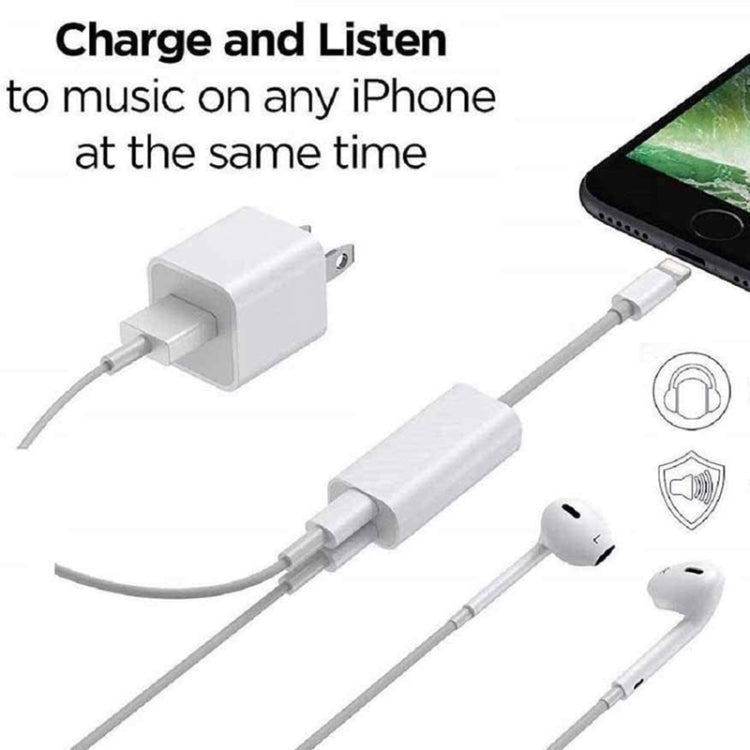 ZS-S1801 2 in 1 8 Pin Male to 8 Pin Charging + 8 Pin Audio Female Connector Earphone Adapter, Support Calls, Compatible with All IOS System