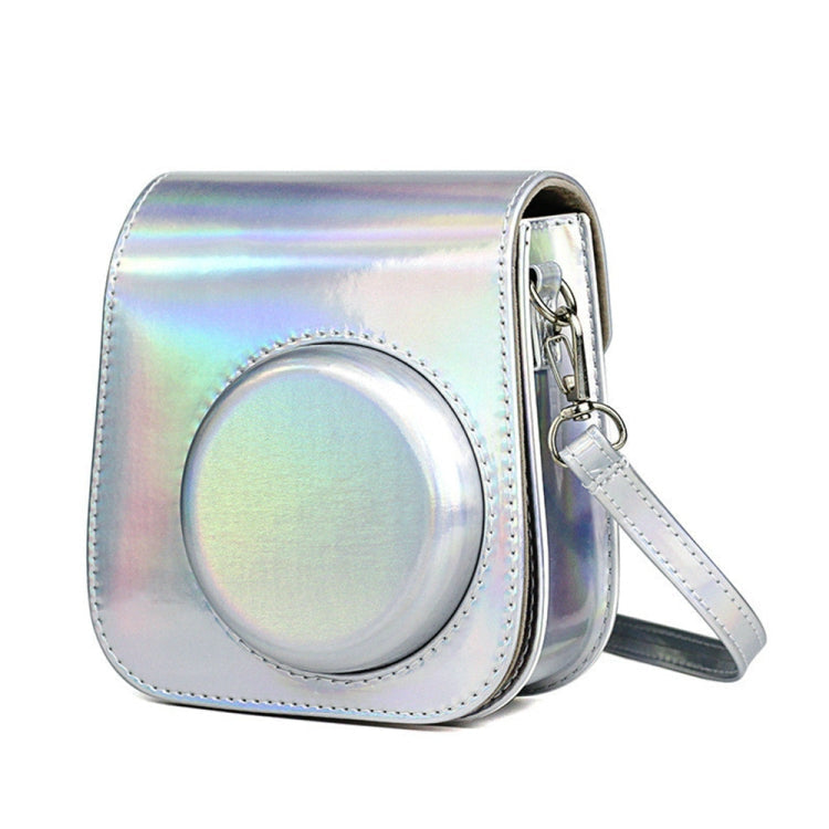 Richwell Portable Aurora  PU Leather Camera Case Camera Bag with Shoulder Strap, Suitable for Fujifilm Instax Mini 11, Rose Pink, Silver, Purple