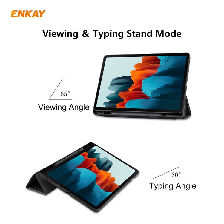 ENKAY ENK-8011 PU Leather + TPU Smart Case with Pen Slot for Samsung Galaxy Tab S7 11.0 T870 / T875, For Galaxy Tab S8 / Galaxy Tab S7 11.0