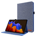 For Samsung Galaxy Tab S8 / Galaxy Tab S7 T870/T875 Horizontal Flip TPU + Fabric PU Leather Protective Case with Card Slots & Holder(DeepBlue)