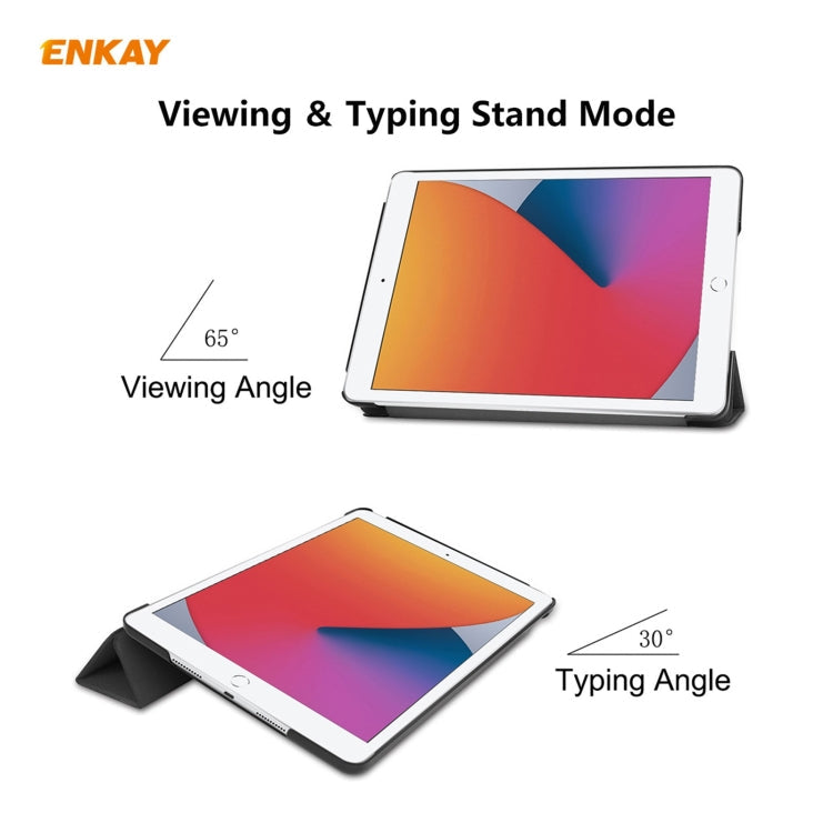 For iPad 10.2 2020 / 2019 ENKAY ENK-8014 PU Leather + Plastic Smart Case with Three-folding Holder
