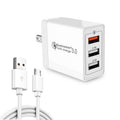 SDC-30W 2 in 1 USB to Micro USB Data Cable + 30W QC 3.0 USB + 2.4A Dual USB 2.0 Ports Mobile Phone Tablet PC Universal Quick Charger Travel Charger Set, US Plug, with Micro USB Cable, US Plug