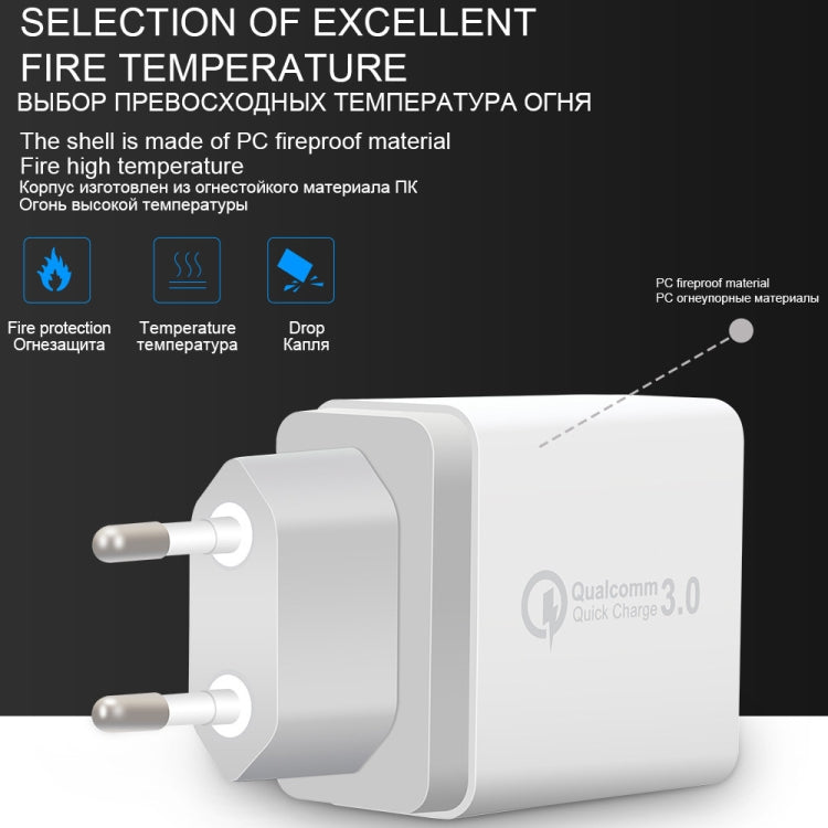 SDC-30W 2 in 1 USB to Micro USB Data Cable + 30W QC 3.0 USB + 2.4A Dual USB 2.0 Ports Mobile Phone Tablet PC Universal Quick Charger Travel Charger Set, EU Plug, with Micro USB Cable, EU Plug