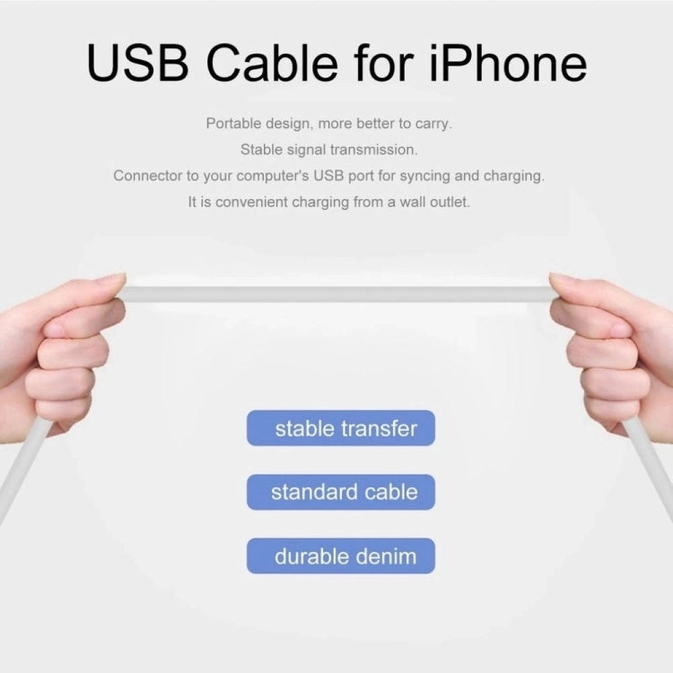 XJ-017 3A USB Male to 8 Pin Male Fast Charging Data Cable,  Length: 1m, 1m