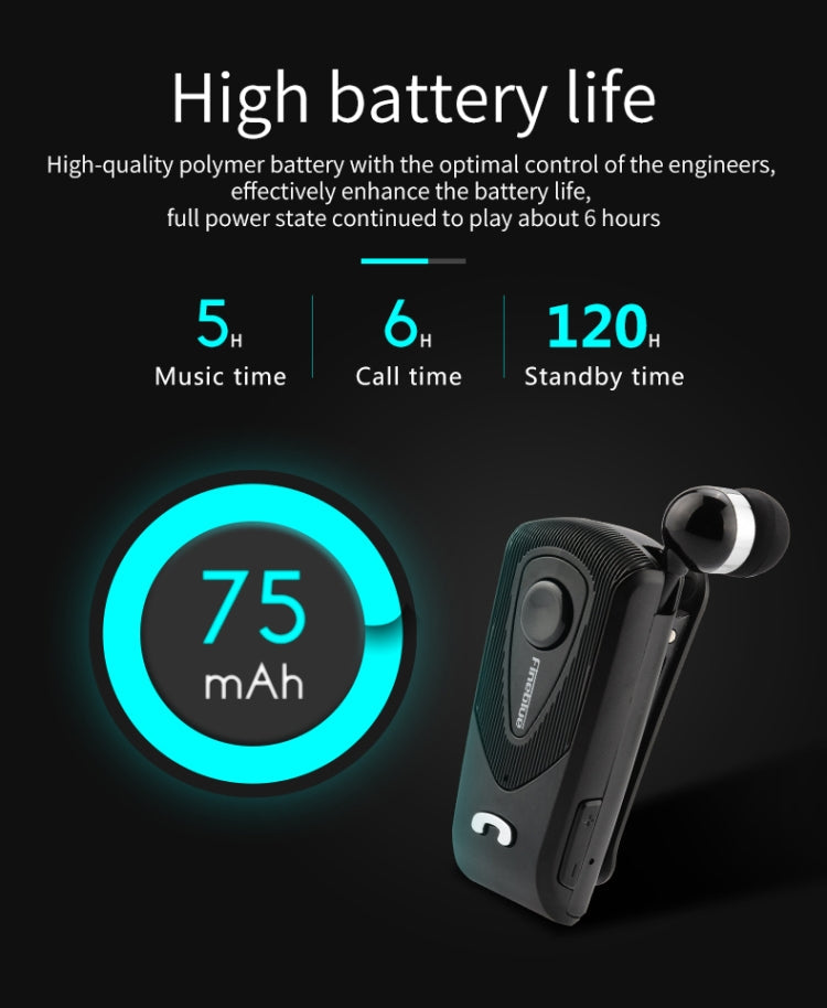 F930 CSR4.1 Retractable Cable Caller Vibration Reminder Anti-theft Bluetooth Headset, Silver